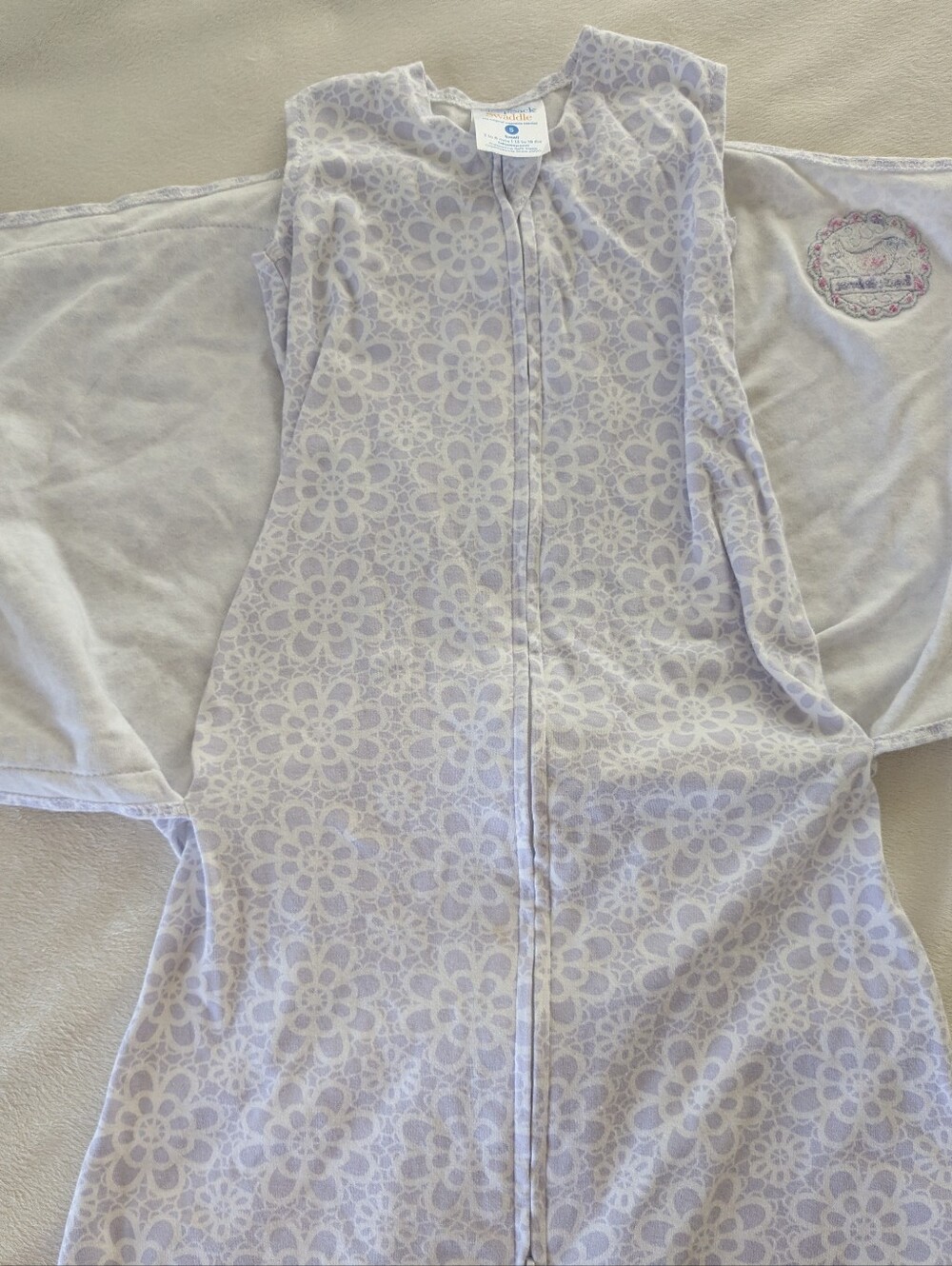 Small Halo SleepSack Swaddle - Light Purple Floral - Picture 3 of 10